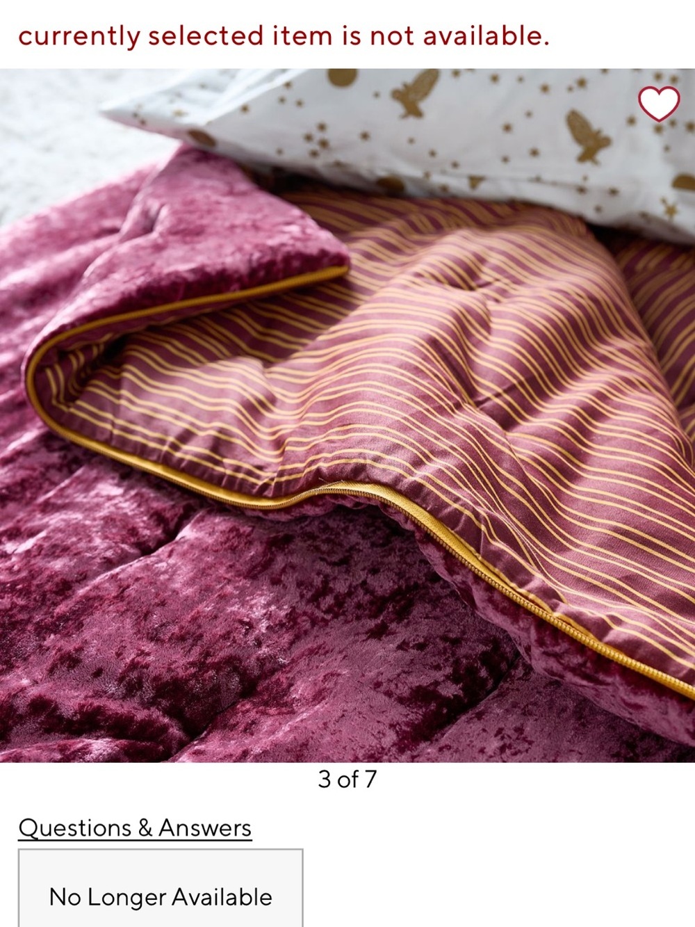 Pottery barn teen Gryffindor Velvet sleeping bag Burgundy - Picture 5 of 5